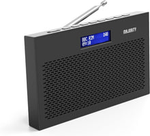 Load image into Gallery viewer, DAB, DAB+ Digital and FM radio | Battery and Mains Powered Portable Radio with 15 Hours Playback and LED Display | Majority Histon 2 Compact DAB Radio | Radio with Dual Alarm and 20 Preset | Black
