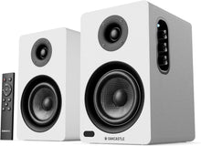 Load image into Gallery viewer, Refurbished Oakcastle White BK100 ACTIVE BOOKSHELF SPEAKERS | 2.0 Stereo System | 60W Output | Bluetooth 5.4, USB Playback | AUX, HDMI ARC, Optical | Gaming Speakers for PC Desktop
