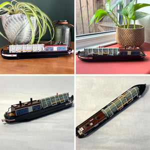 Detailed 20cm Wooden Model Canal Narrowboat Barge 'Ferret' | Fully Assembled, OO Gauge | Ideal Canal Boat & Narrowboat Gift