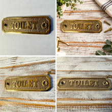 Load image into Gallery viewer, The Polished Brass Toilet Sign – A Solid Cast Brass Door Plaque
