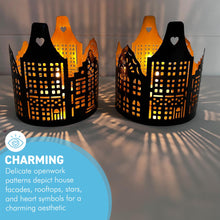 Load image into Gallery viewer, Set of two Tea light Holders Black and Gold
