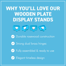 Load image into Gallery viewer, Wooden Plate Display Stands 25cm – Set of 24 Hinged Easel Holders

