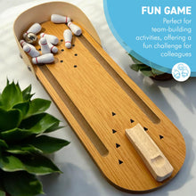 Load image into Gallery viewer, 30cm Wooden Desktop Bowling Game: 10 Pins &amp; Metal Ball - Perfect for Strategy, Party and Family Fun
