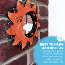 Load image into Gallery viewer, Wooden Sun and Moon Decorative Mirror | Stylish Wall Hanging for Home Decor
