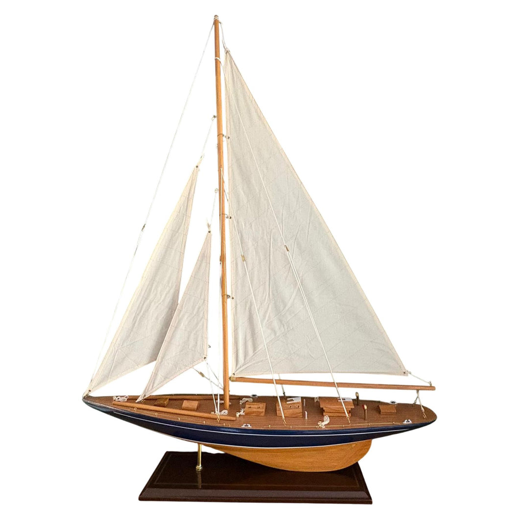 J CLASS WOODEN SAILING YACHT MODEL 76CM | America’s Cup Racing Sailboat 97cm High | Nautical Display Ornament | Ideal Gift | Partly Assembled Model Boat Kit
