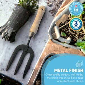 METAL GARDEN HAND FORK with WOODEN HANDLE | Gardeners Tools | Metal Fork | Hand Tools | Gardeners Gifts | Gardeners | Weeding