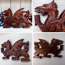Load image into Gallery viewer, Walking Dragon Wooden Plaque, Wooden Mythical Flying Dragon Ornament
