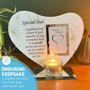 Special Dad Glass Photo Frame & Memorial Candle Holder - Family Decoration for a Cherished Husband