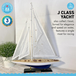J Class Wooden ENTERPRISE MODEL YACHT | Richly Detailed Enterprise Model | Yacht Ornaments | Sailing Yacht on a Display Stand | Sailing | Boats