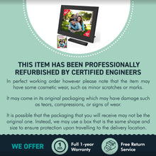 Load image into Gallery viewer, Refurbished ClickID SNAP10 10.1&quot; 𝗗𝗜𝗚𝗜𝗧𝗔𝗟 𝗣𝗛𝗢𝗧𝗢 𝗙𝗥𝗔𝗠𝗘 – 32GB Storage, Touchscreen, WiFi, Auto Rotate, Motion Sensor, Calendar, Weather, Remote Included
