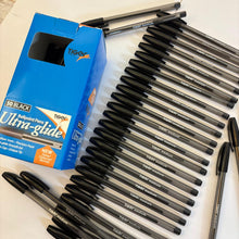 Load image into Gallery viewer, Pack of 50 Black Ballpoint Pens Ultra Glide Smooth Writing German Ink Medium Tip Office School Home

