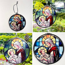 Load image into Gallery viewer, 3-Inch Virgin Mary Stained Glass Suncatcher | Beautiful Religious Window Decoration
