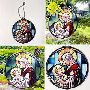 3-Inch Virgin Mary Stained Glass Suncatcher | Beautiful Religious Window Decoration