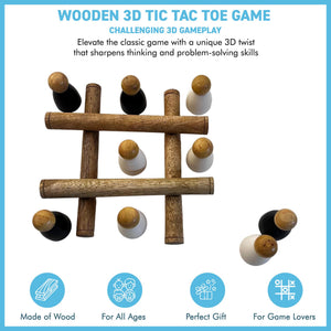 Handcrafted Wooden 3D Tic Tac Toe Game – Classic Family Board Game | Unique Gift for All Ages