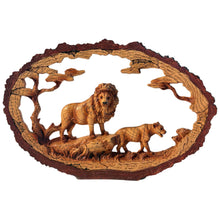 Load image into Gallery viewer, 𝗟𝗜𝗢𝗡 𝗙𝗔𝗠𝗜𝗟𝗬 𝗢𝗥𝗡𝗔𝗠𝗘𝗡𝗧, Resin Wood Effect Wildlife Figurine, Collectible Home Decor Gift
