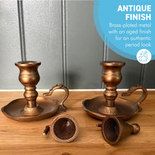 Load image into Gallery viewer, Pair of Wee Willie Winkie Chambersticks – Brass with Snuffers
