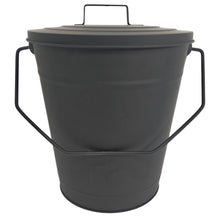 Load image into Gallery viewer, 𝗠𝗔𝗧𝗧 𝗕𝗟𝗔𝗖𝗞 𝟭𝟮&quot; 𝗔𝗦𝗛 𝗕𝗨𝗖𝗞𝗘𝗧 𝗪𝗜𝗧𝗛 𝗟𝗜𝗗 |  𝗛𝟯𝟲𝗖𝗠 𝗫 𝗗𝗜𝗔. 𝟮𝟴𝗖𝗠 | Coal &amp; Ash Storage Bucket with Handle | Heat-Resistant Metal Fireside Accessory for Fireplace | Log Burner | Stove or Fire Pit | Ash Collection
