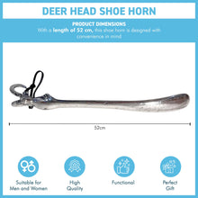 Load image into Gallery viewer, Long-Handled Aluminum Deer Head Shoe Horn – Durable, Easy-to-Use Shoehorn with Elegant Horse Design
