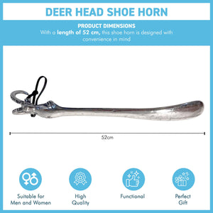 Long-Handled Aluminum Deer Head Shoe Horn – Durable, Easy-to-Use Shoehorn with Elegant Horse Design