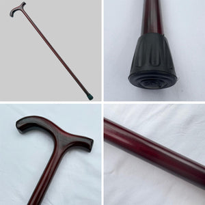 Varnished Red Wine Wood Classic Derby Walking Stick