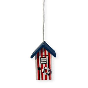 Red and white beach hut light pull | Nautical Theme Wooden Beach Hut Cord Pull Light Pulls