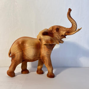 Free Standing Wood effect Masterful Elephant Decorative Ornament | Elephant Ornaments | Home Accessory Gift | Living Room | Wildlife Animal