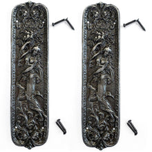 Load image into Gallery viewer, The Figurine Pair – Two Cast Iron Push Plates, One for Each Face of a Door
