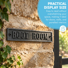 Load image into Gallery viewer, The Boot Room Plaque – A Cast Iron Wall Sign with an Antique Iron Finish
