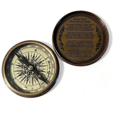 Load image into Gallery viewer, Replica 1885 Stanley Marine Pocket Compass with Robert Frost Poem, Antique Brass Finish, Collectible Gift for Adventurers
