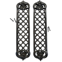 Load image into Gallery viewer, The Jali, Matched Pair – Two Pierced Lattice Cast Iron Finger Plates for a Double Door or Both Faces of One
