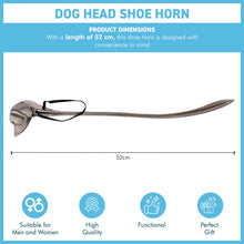 Load image into Gallery viewer, Long-Handled Aluminum Dog Head Shoe Horn – Durable, Easy-to-Use Shoehorn with Elegant Horse Design
