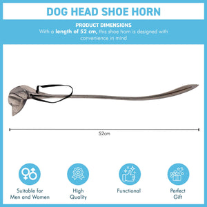 Long-Handled Aluminum Dog Head Shoe Horn – Durable, Easy-to-Use Shoehorn with Elegant Horse Design