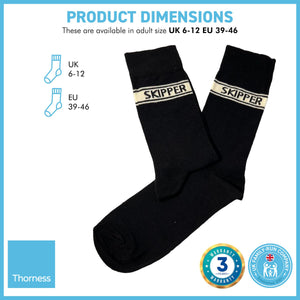 SKIPPER PAIR OF SOCKS | Sailing Gift | Gifts for boat owners | Nautical socks | Cotton rich | Adult Size UK 6-12 EU 39-46