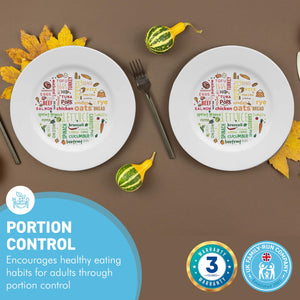 Pair of Colourful melamine PORTION CONTROL PLATE for Adults to Encourage Healthy Eating, Melamine Diet Plate Visually Divided for Slimming and Weight Loss | 100% Certified Food-Safe & BPA-Free Melamine