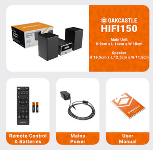5.2 Bluetooth CD Player with Speakers 20W Compact HiFi System Oakcastle HiFi150