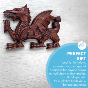 Walking Dragon Wooden Plaque, Wooden Mythical Flying Dragon Ornament