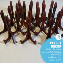 Load image into Gallery viewer, Wooden Plate Display Stands 25cm – Set of 24 Hinged Easel Holders
