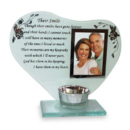 Their Smile - Inspirational poem, candle and photo holder glass memorial plaque