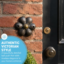 Load image into Gallery viewer, Victorian Flower Cast Iron Door Bell Push – Antique Style Traditional 90mm Entrance Hardware
