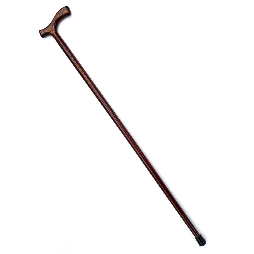 Varnished Beechwood Brown Classic Derby Walking Stick,  solid, lightweight wooden stick with rubber ferrule for stability and comfort