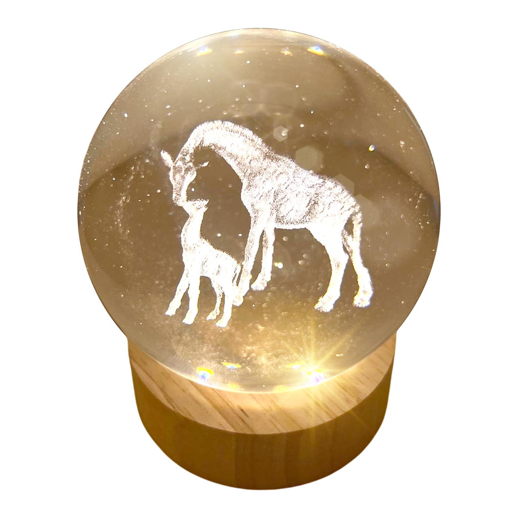 3D Crystal Ball Night Light USB Lamp with Giraffe Design, Ludosphere LED Mood Lighting for Home, Bedroom, or Office Decor