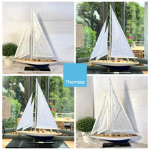 Load image into Gallery viewer, J Class Wooden ENTERPRISE MODEL YACHT | Richly Detailed Enterprise Model | Yacht Ornaments | Sailing Yacht on a Display Stand | Sailing | Boats
