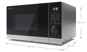 SHARP YC-PC254AE-S Microwave with Grill and Hot Air (900 W, 25 L, 10 Power Levels, Eco Function, Defrosting Function), Silver/Black