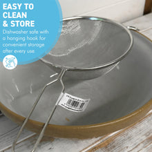 Load image into Gallery viewer, 20cm Stainless Steel Fine Mesh Kitchen Sieve | Rust Resistant Mesh Strainer for Flour, Baking, Tea, Coffee &amp; Rice | Reinforced Rim | Dishwasher Safe | Long Handle

