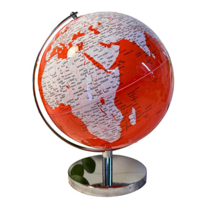 ORANGE WORLD GLOBE | Globes of the world | World globe for adults | Earth globe | Desk ornament | Explorers gift | World globe | 25cm (D) x 25cm (W) x 30 cm (H)