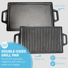 Load image into Gallery viewer, 𝗗𝗢𝗨𝗕𝗟𝗘-𝗦𝗜𝗗𝗘𝗗 𝗖𝗔𝗦𝗧 𝗜𝗥𝗢𝗡 𝗚𝗥𝗜𝗟𝗟 𝗣𝗔𝗡  Robust, Perfect for Indoor &amp; Outdoor Cooking
