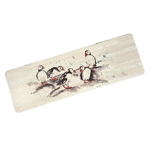 PUFFIN GROUP TRINKET BOX | Wooden box with group of Puffins | Trinket storage box | Puffin themed gift | Beach Gift | 22cm (L) x 7cm (W) x 5cm (H)