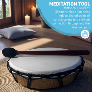 30cm Shamanic Synthetic Skin Drum with wooden beater, Vegan Percussion Drum