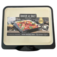 Dual Tone ENAMEL BAKING DISH 37cm – OVEN & ROASTING TRAY with Handles, Dishwasher Safe