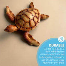 Load image into Gallery viewer, Nautical Gift Wood Effect Turtle 18cm
